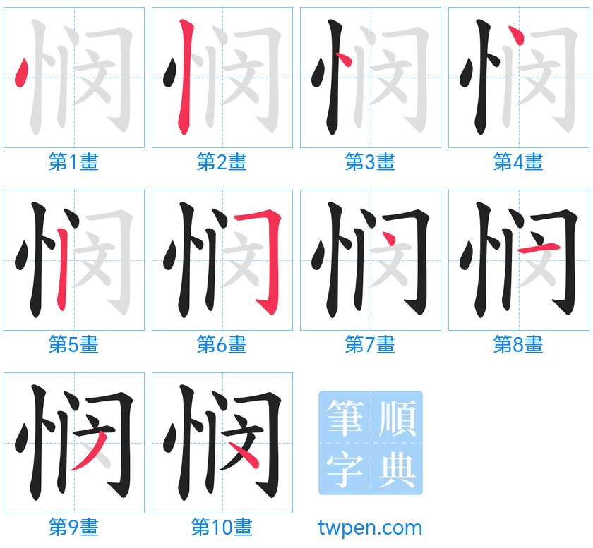 “「悯」的筆畫”