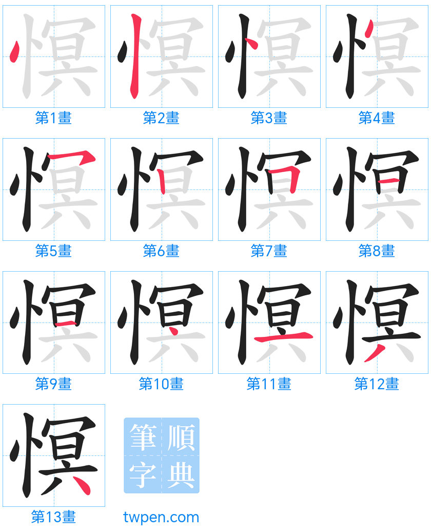 “「慏」的筆畫”