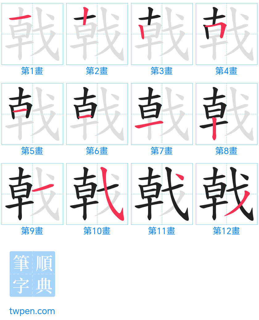 “「戟」的筆畫”