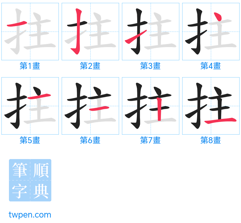 “「拄」的筆畫”