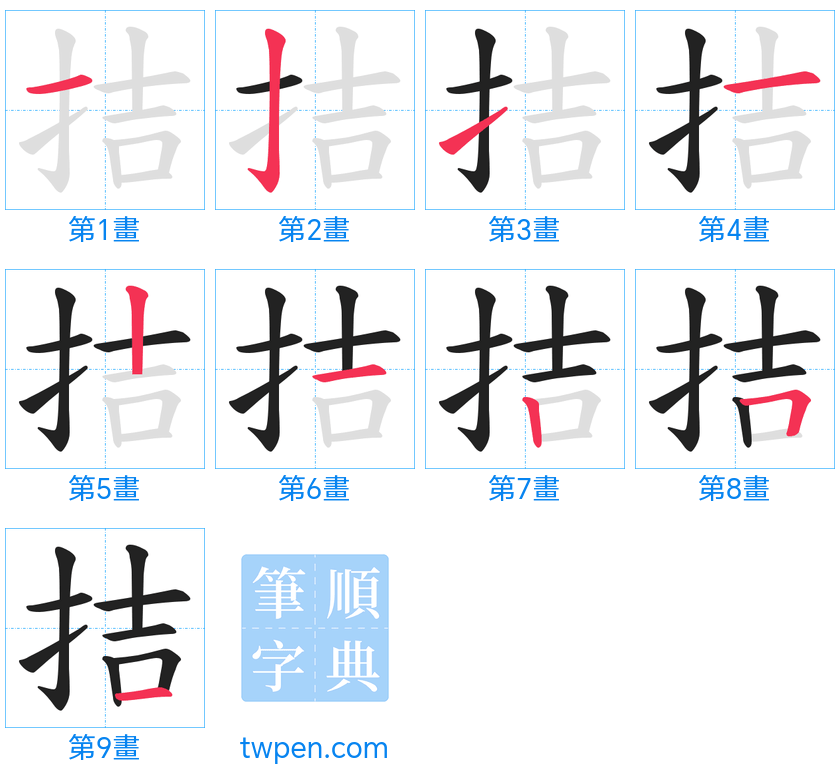 “「拮」的筆畫”