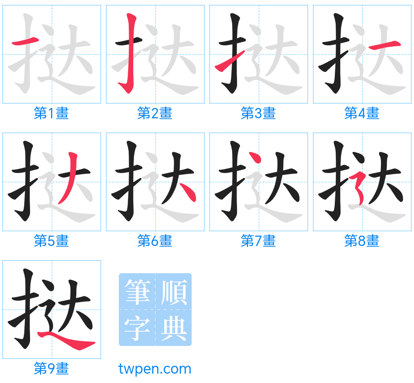 “「挞」的筆畫”