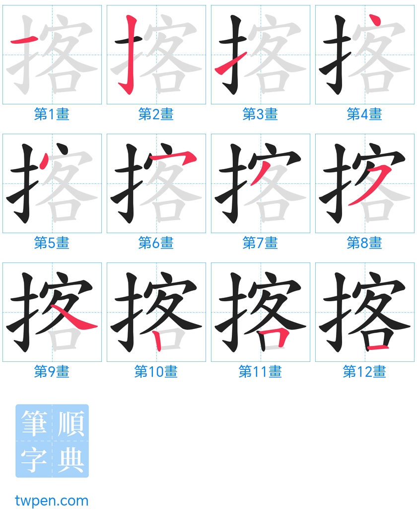 “「揢」的筆畫”