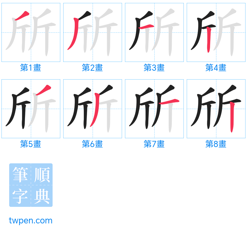 “「斦」的筆畫”