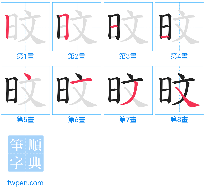 “「旼」的筆畫”