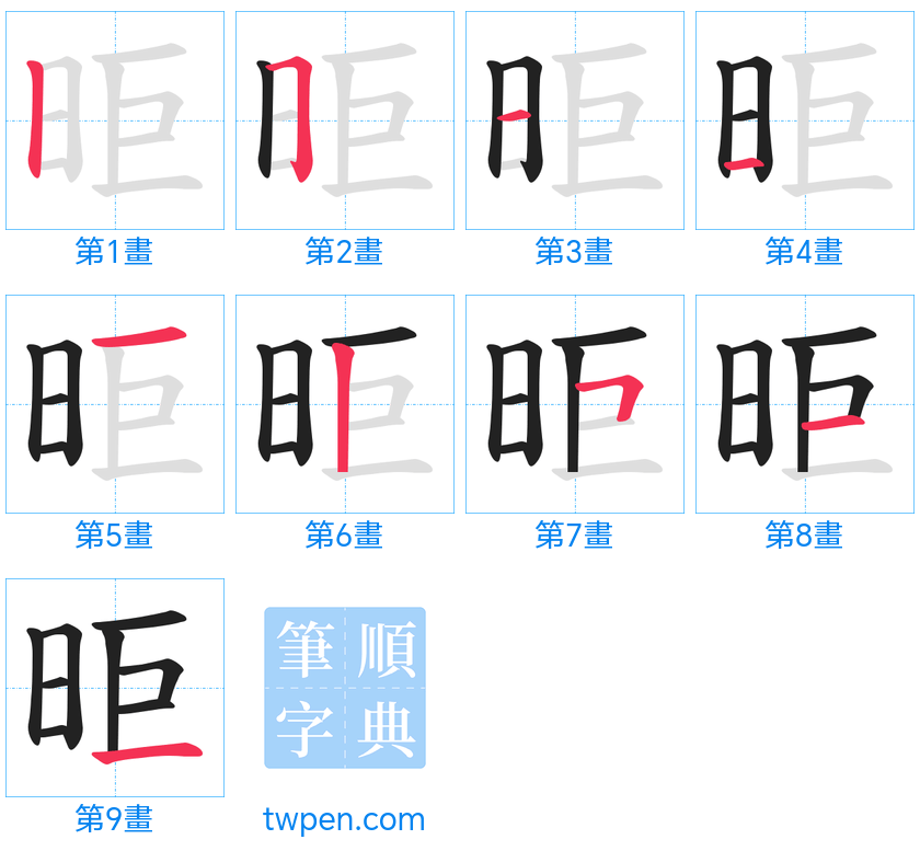 “「昛」的筆畫”