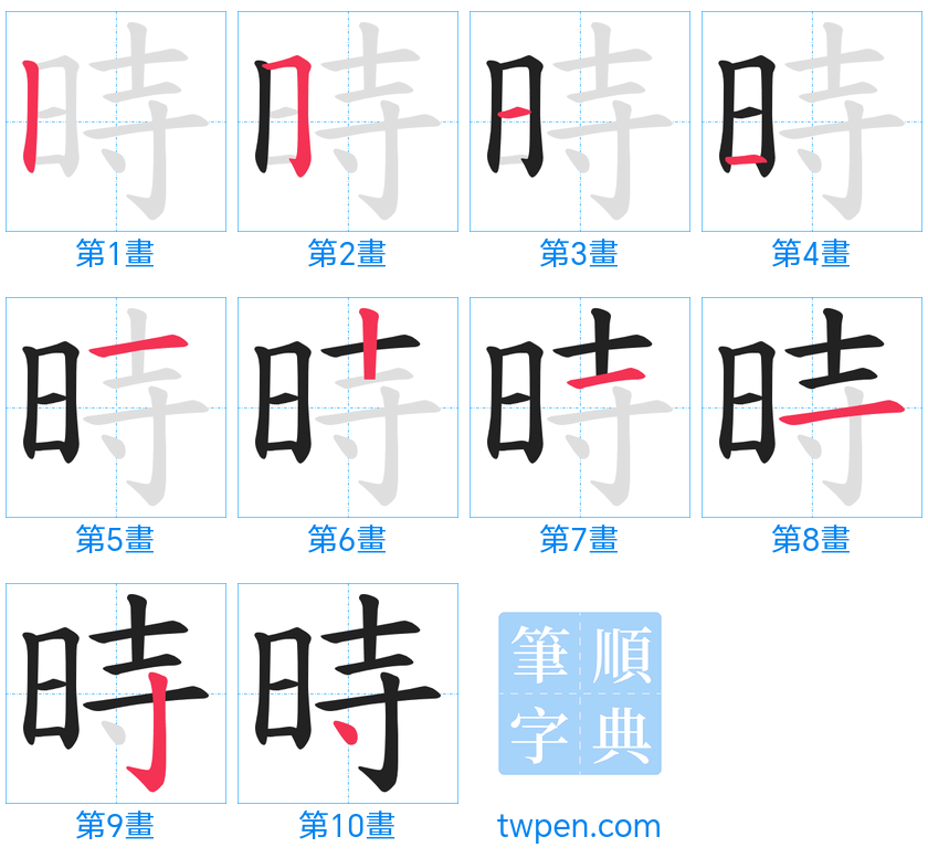 “「時」的筆畫”