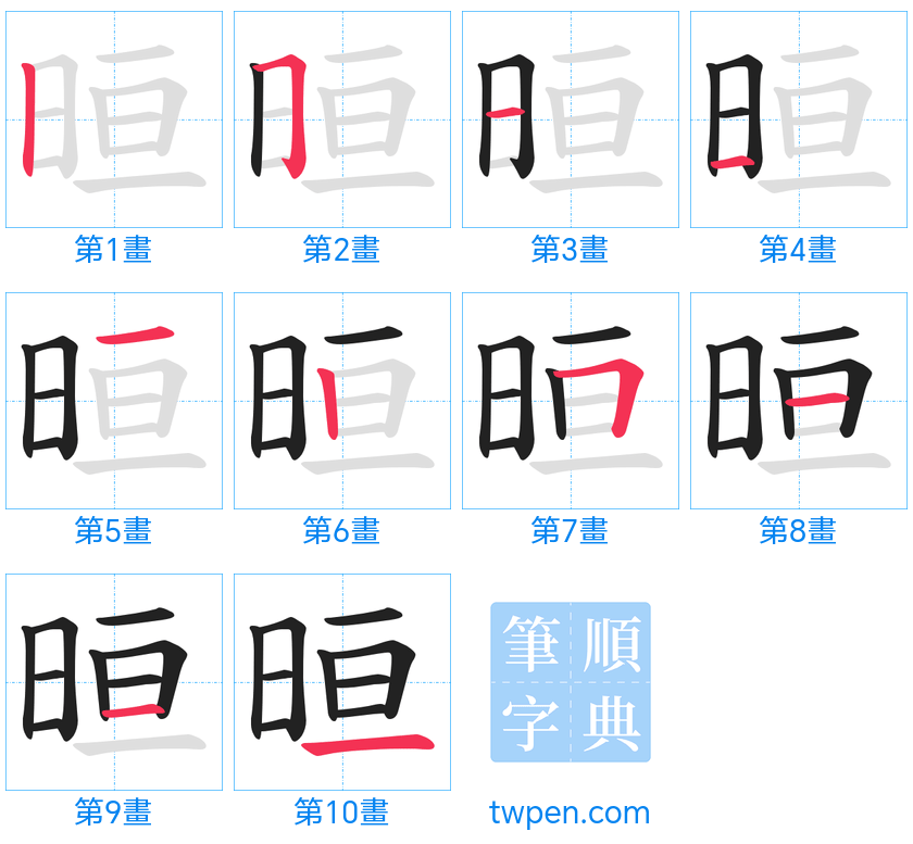 “「晅」的筆畫”