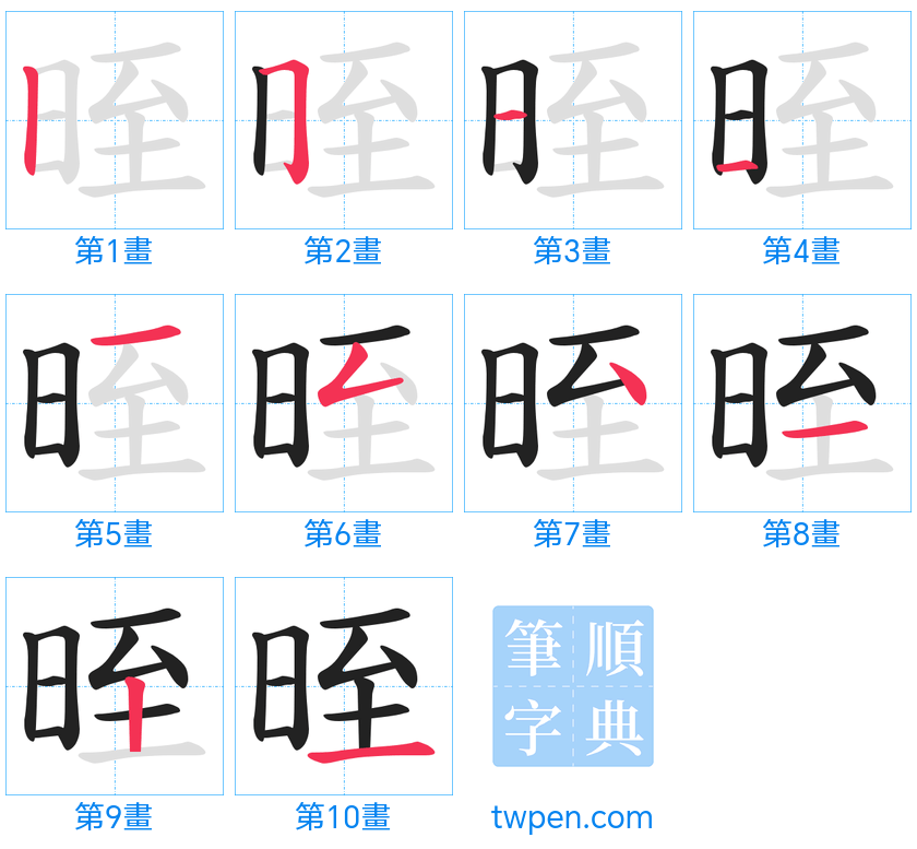 “「晊」的筆畫”