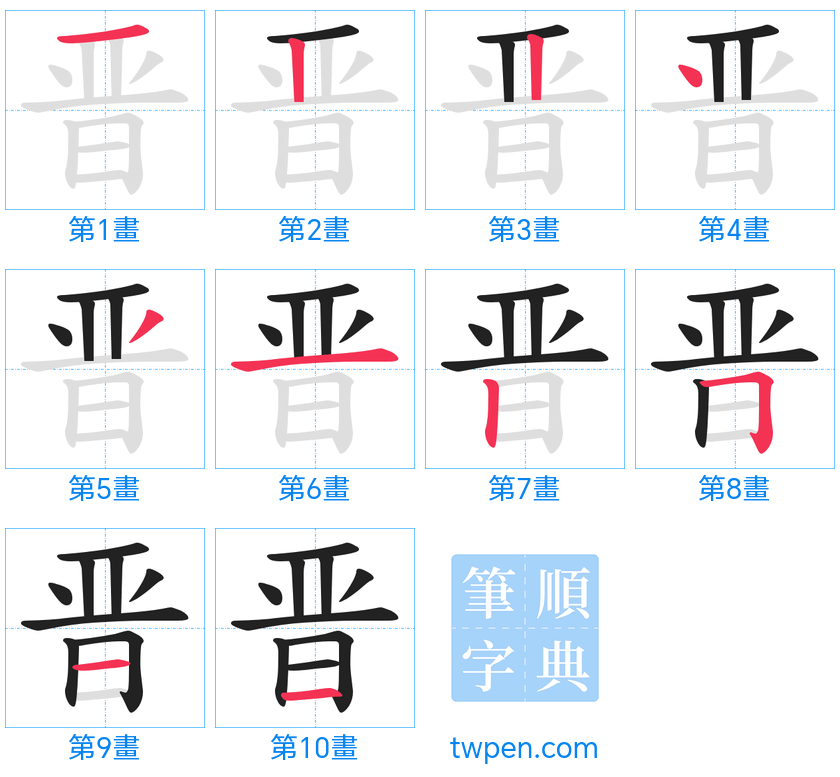 “「晋」的筆畫”