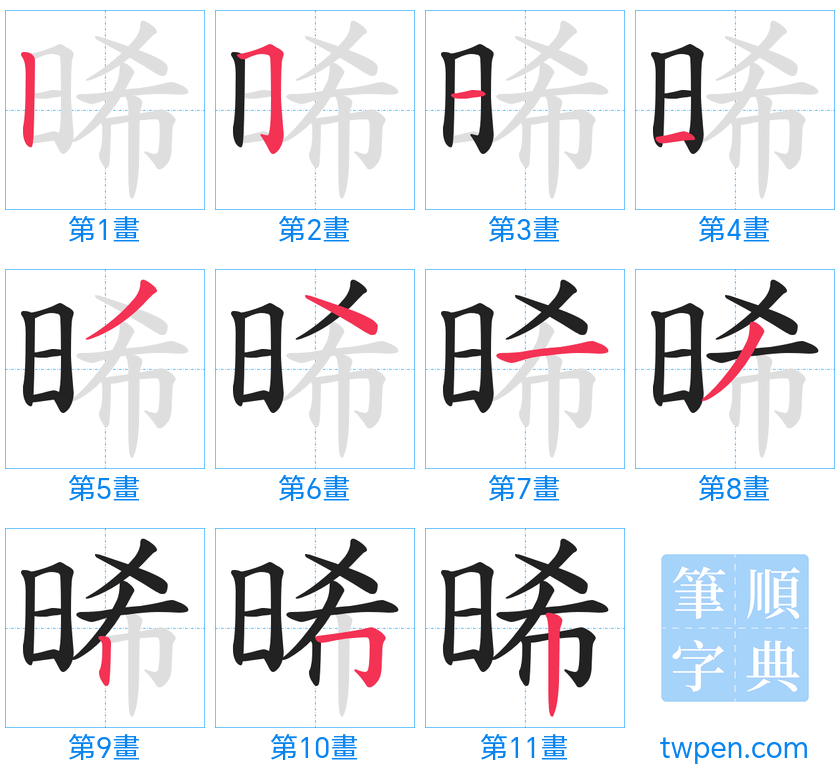 “「晞」的筆畫”