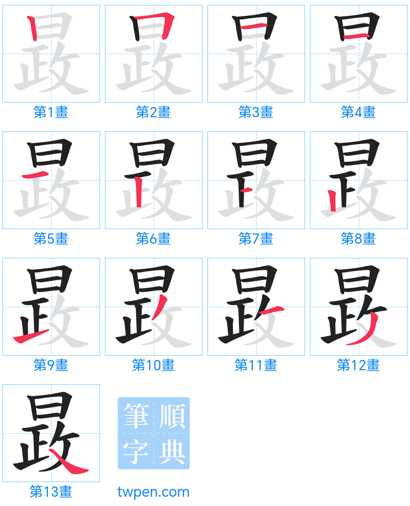 “「晸」的筆畫”