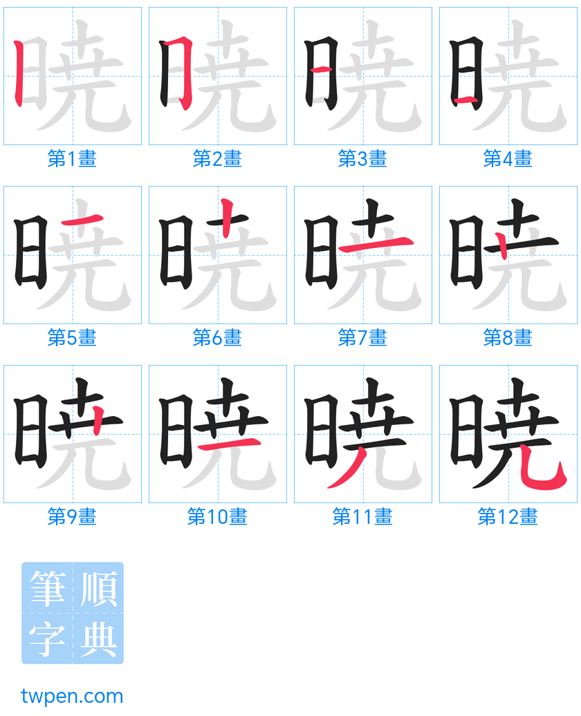 “「暁」的筆畫”