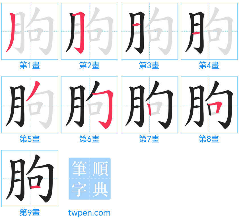 “「朐」的筆畫”