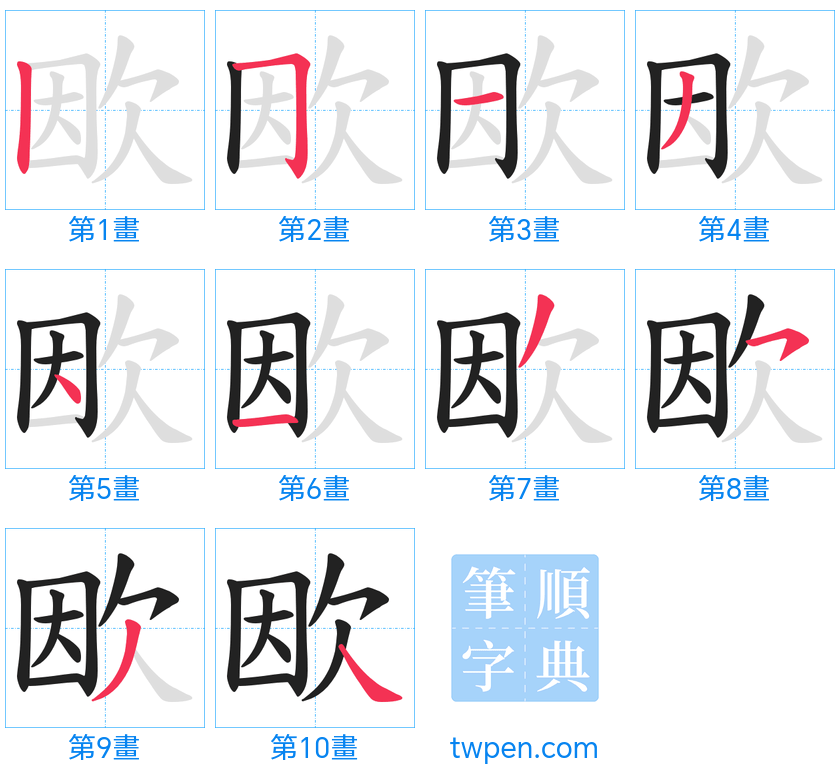 “「欭」的筆畫”