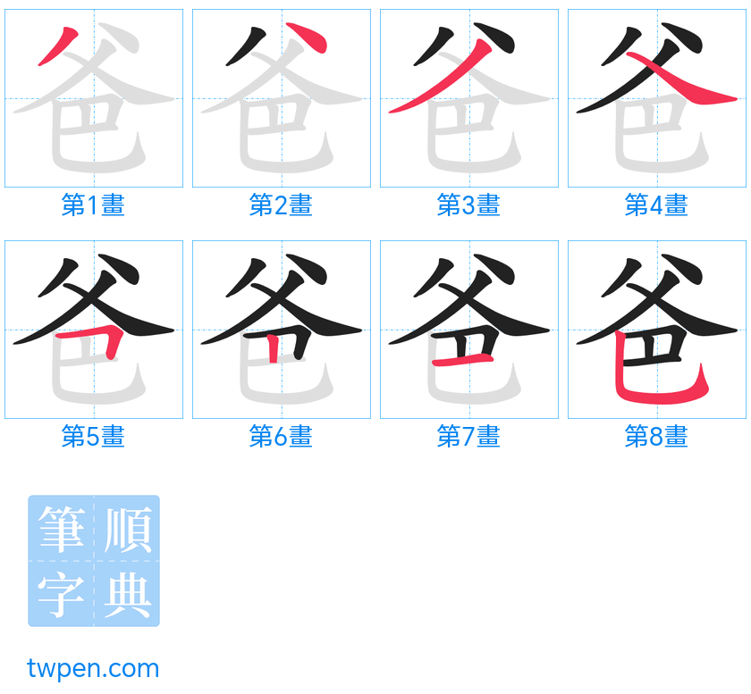 “「爸」的筆畫”