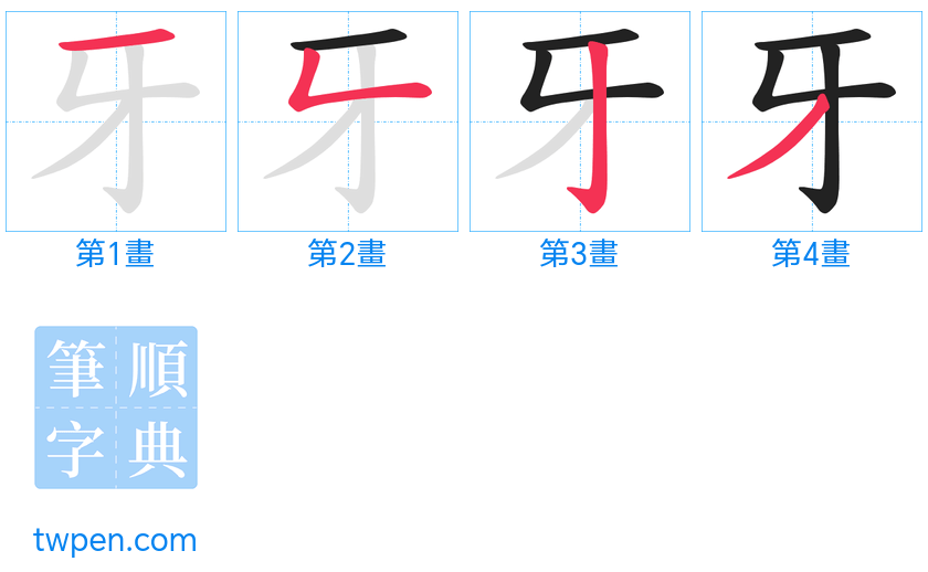 “「牙」的筆畫”
