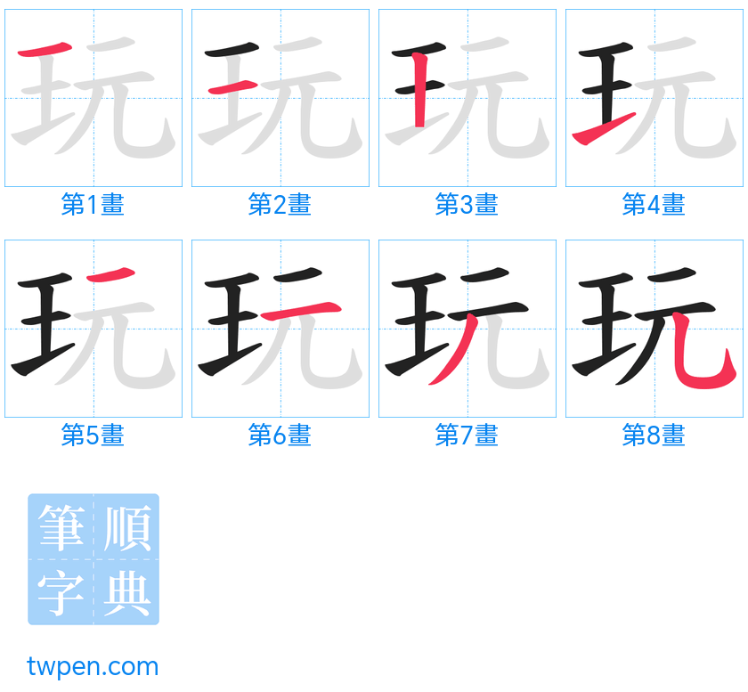 “「玩」的筆畫”