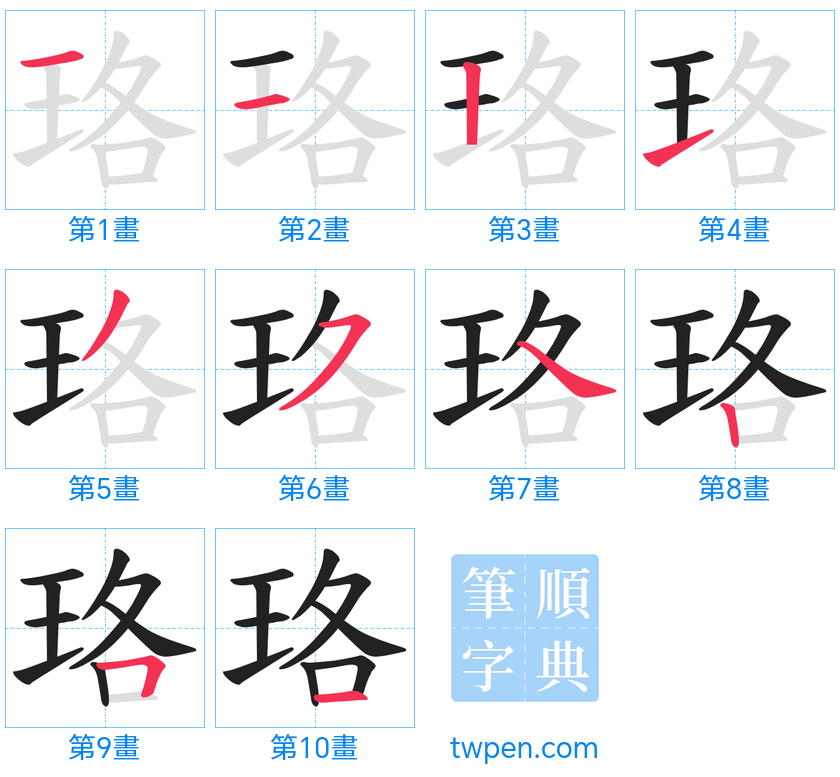 “「珞」的筆畫”