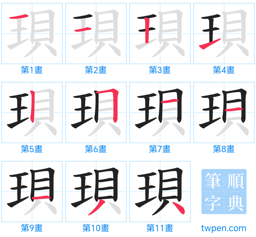 “「珼」的筆畫”