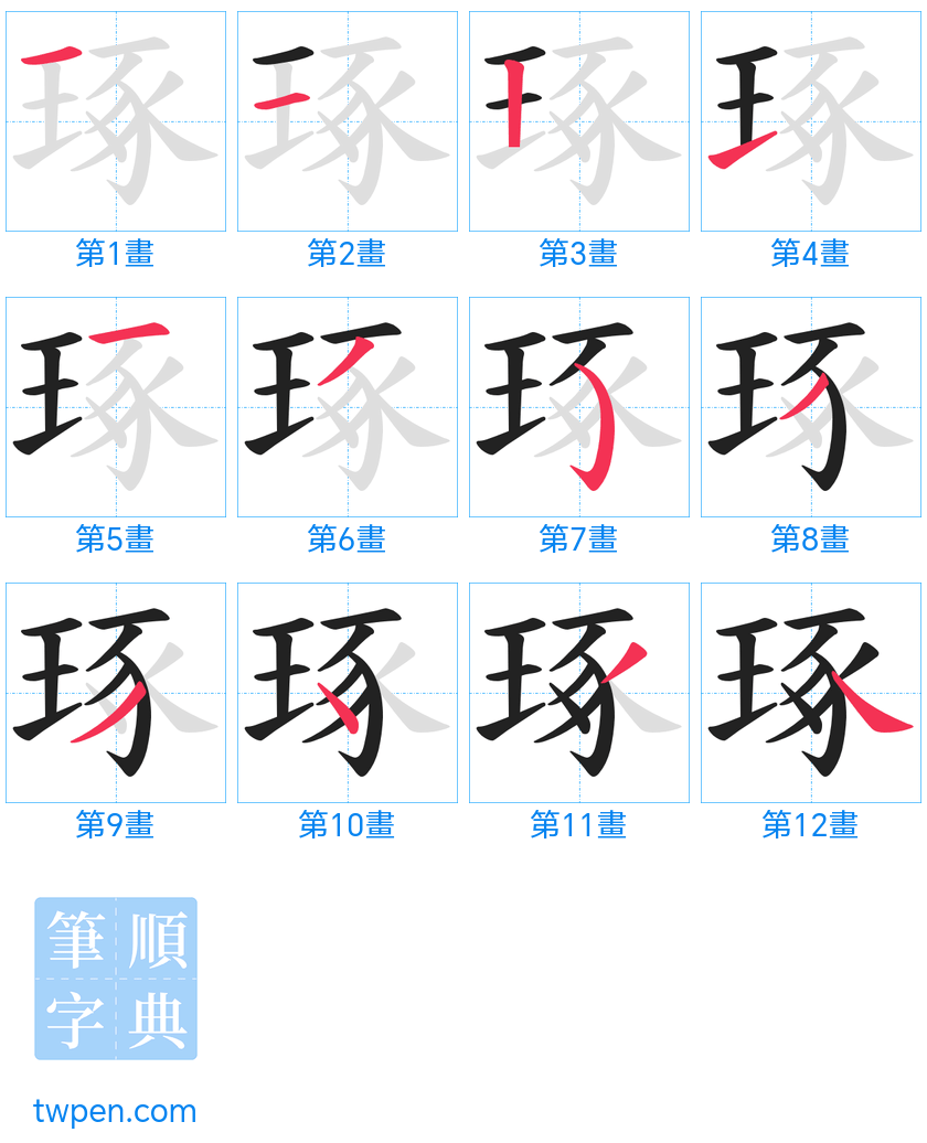 “「琢」的筆畫”