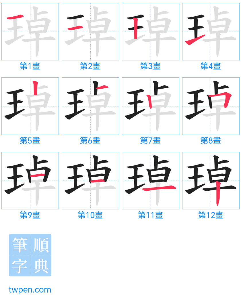 “「琸」的筆畫”