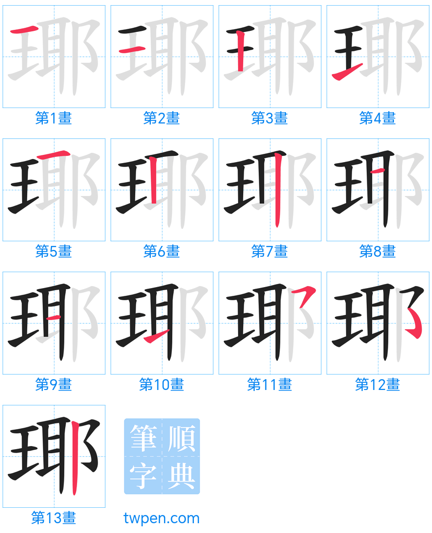 “「瑘」的筆畫”