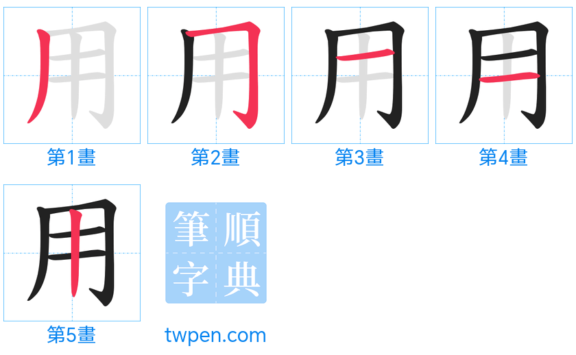 “「用」的筆畫”