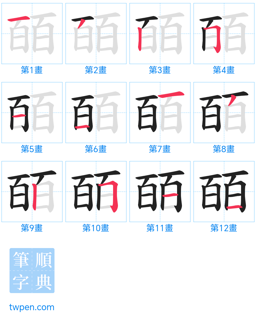 “「皕」的筆畫”