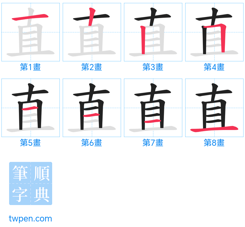 “「直」的筆畫”