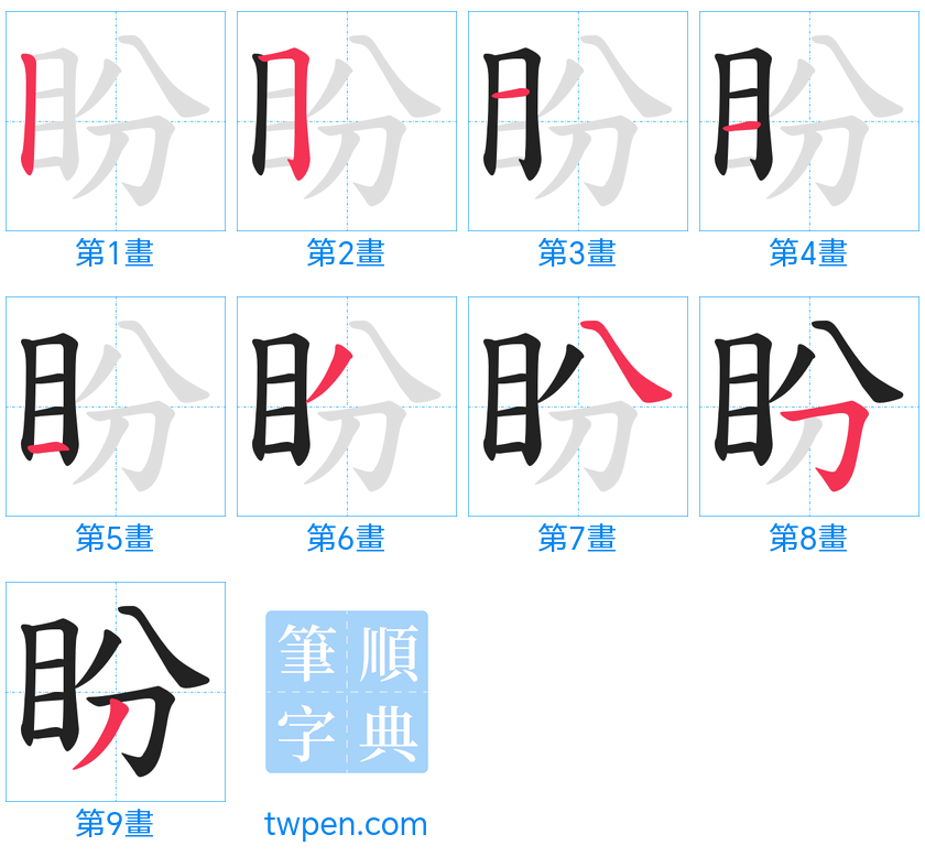 “「盼」的筆畫”