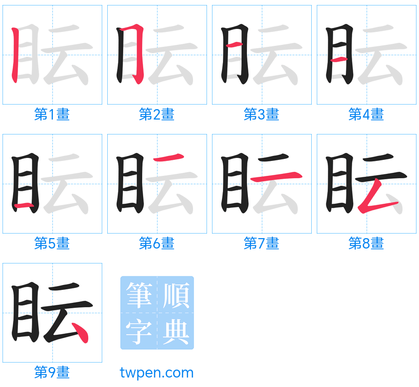 “「眃」的筆畫”