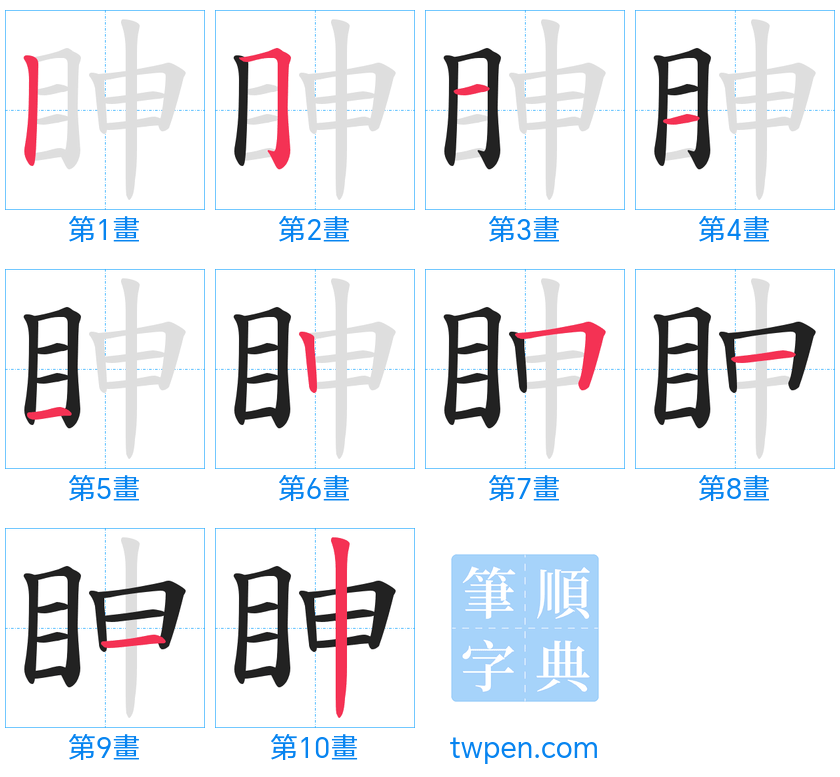 “「眒」的筆畫”