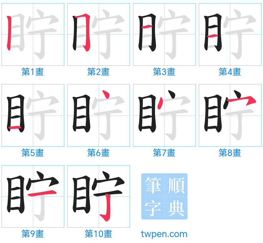 “「眝」的筆畫”