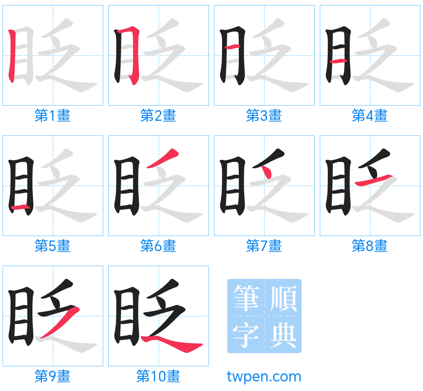 “「眨」的筆畫”