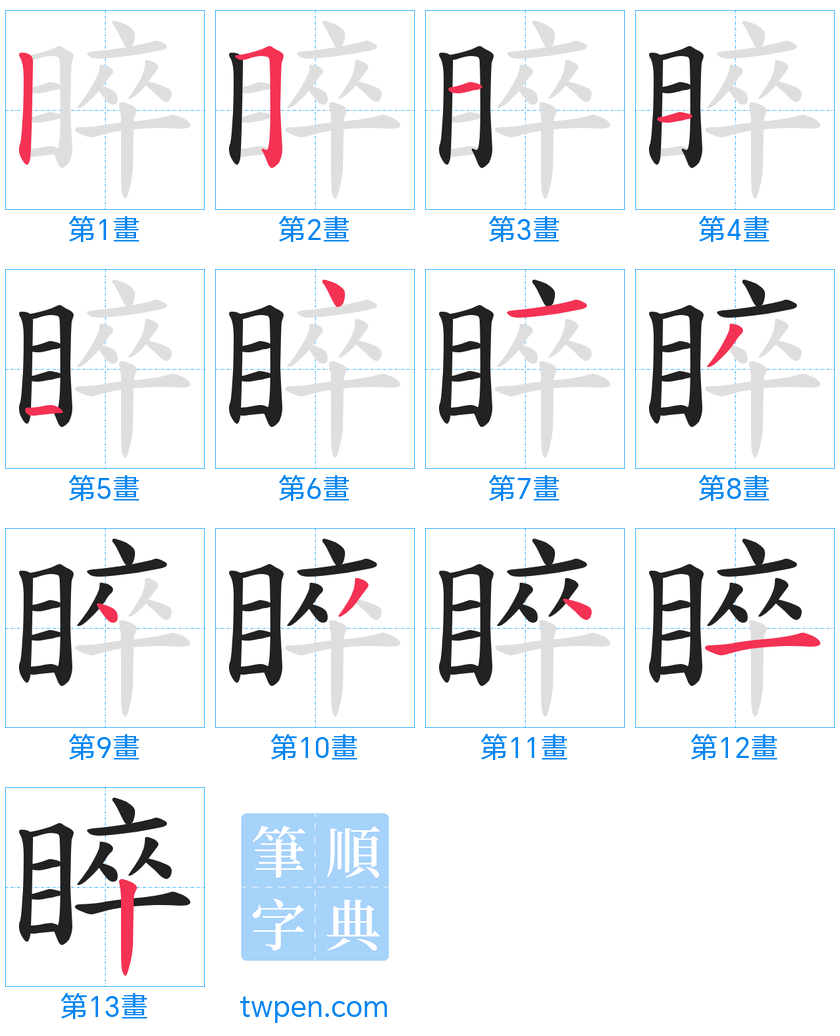 “「睟」的筆畫”