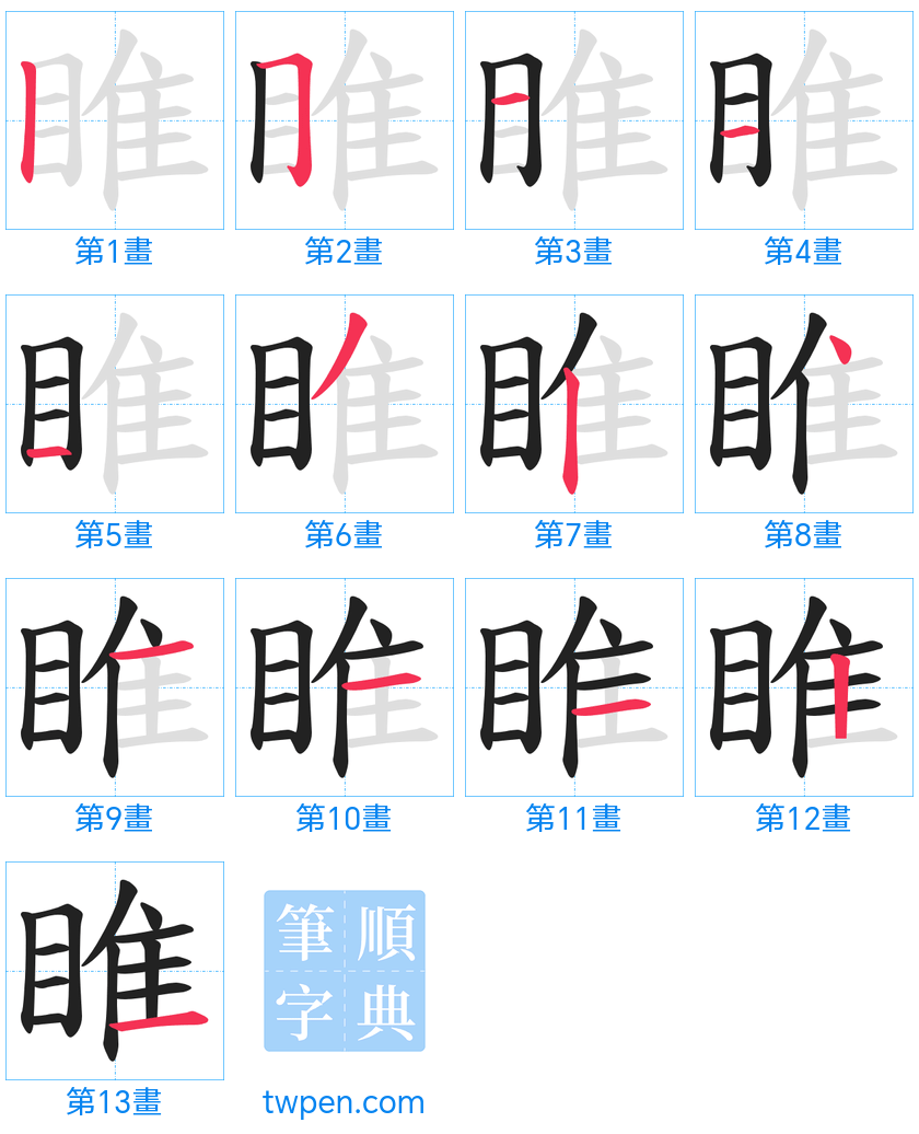 “「睢」的筆畫”