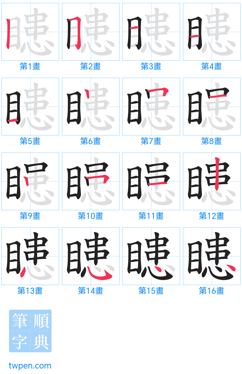 “「瞣」的筆畫”