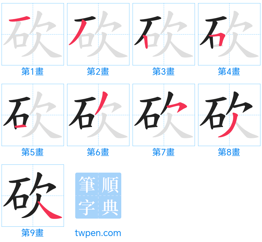 “「砍」的筆畫”