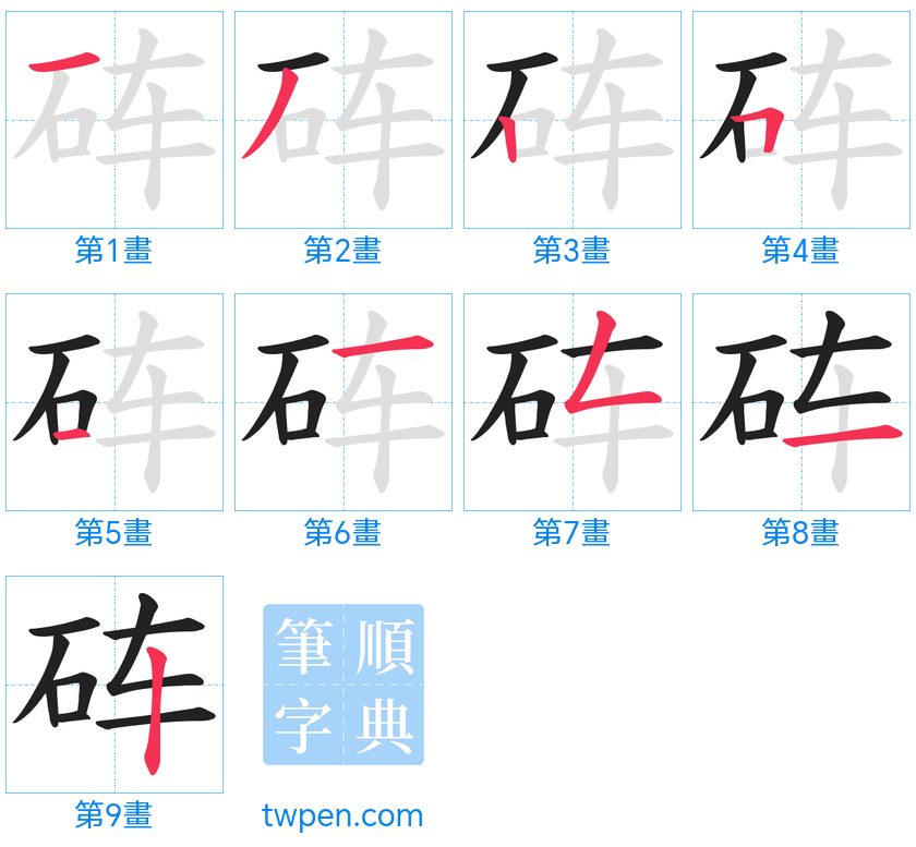 “「砗」的筆畫”