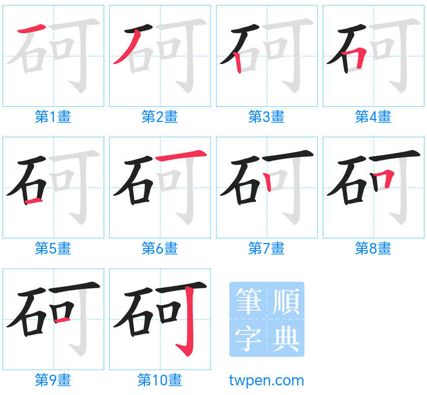 “「砢」的筆畫”