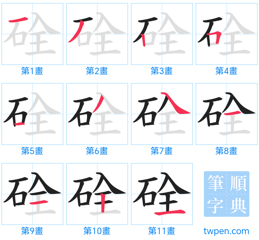 “「硂」的筆畫”