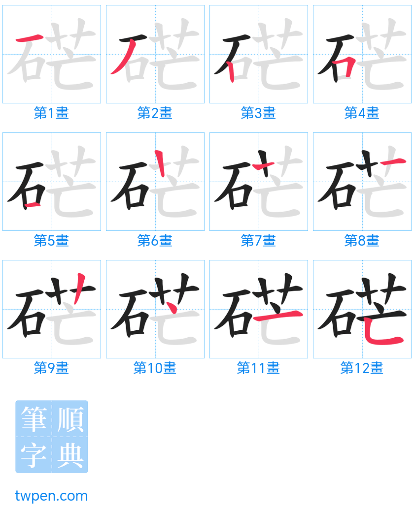 “「硭」的筆畫”