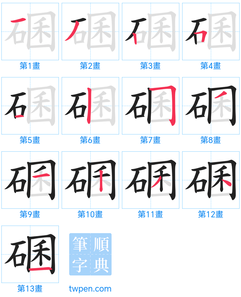 “「碅」的筆畫”