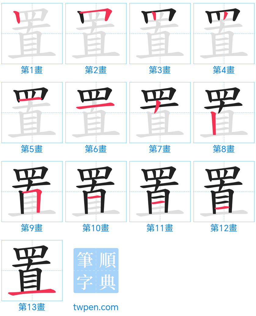 “「置」的筆畫”