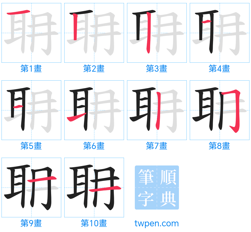 “「耼」的筆畫”