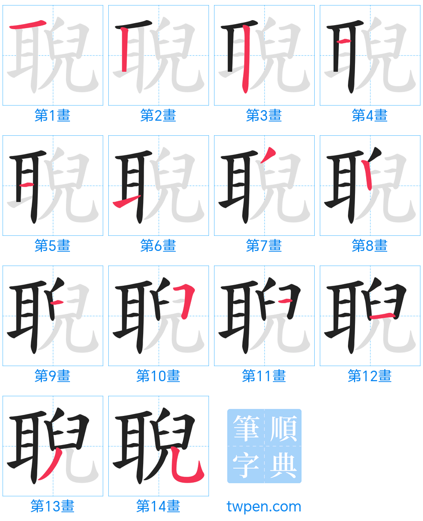 “「聣」的筆畫”