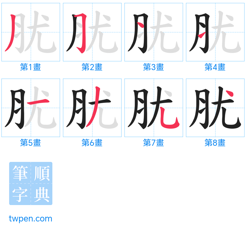 “「肬」的筆畫”