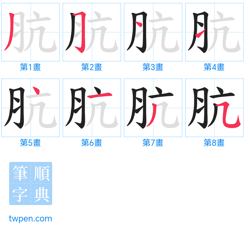 “「肮」的筆畫”