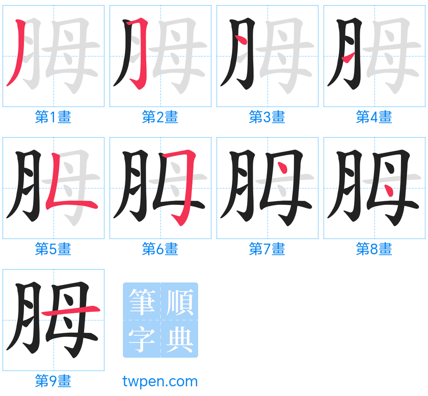 “「胟」的筆畫”